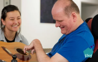 man with developmental disability and care caretaker